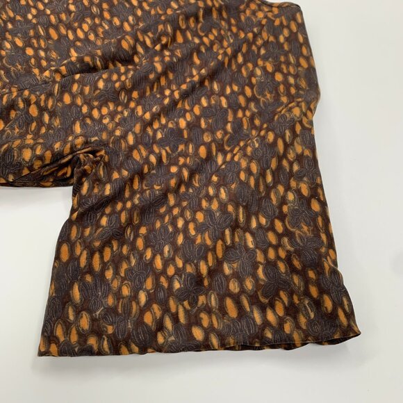 Vintage 50s Brown Printed Belted Sheath Wiggle Bombshell Dress S/M - Picture 5 of 12